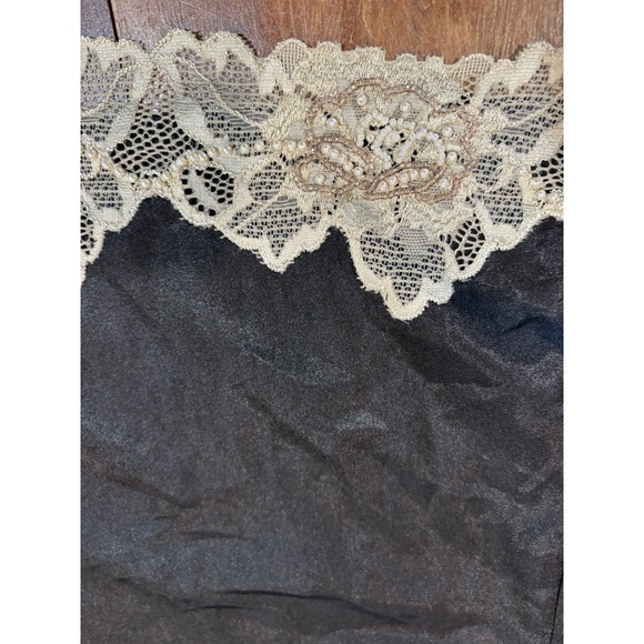 vintage Rickis satin camisole ivory lace beading side zipper size 10 coquette - Picture 11 of 11